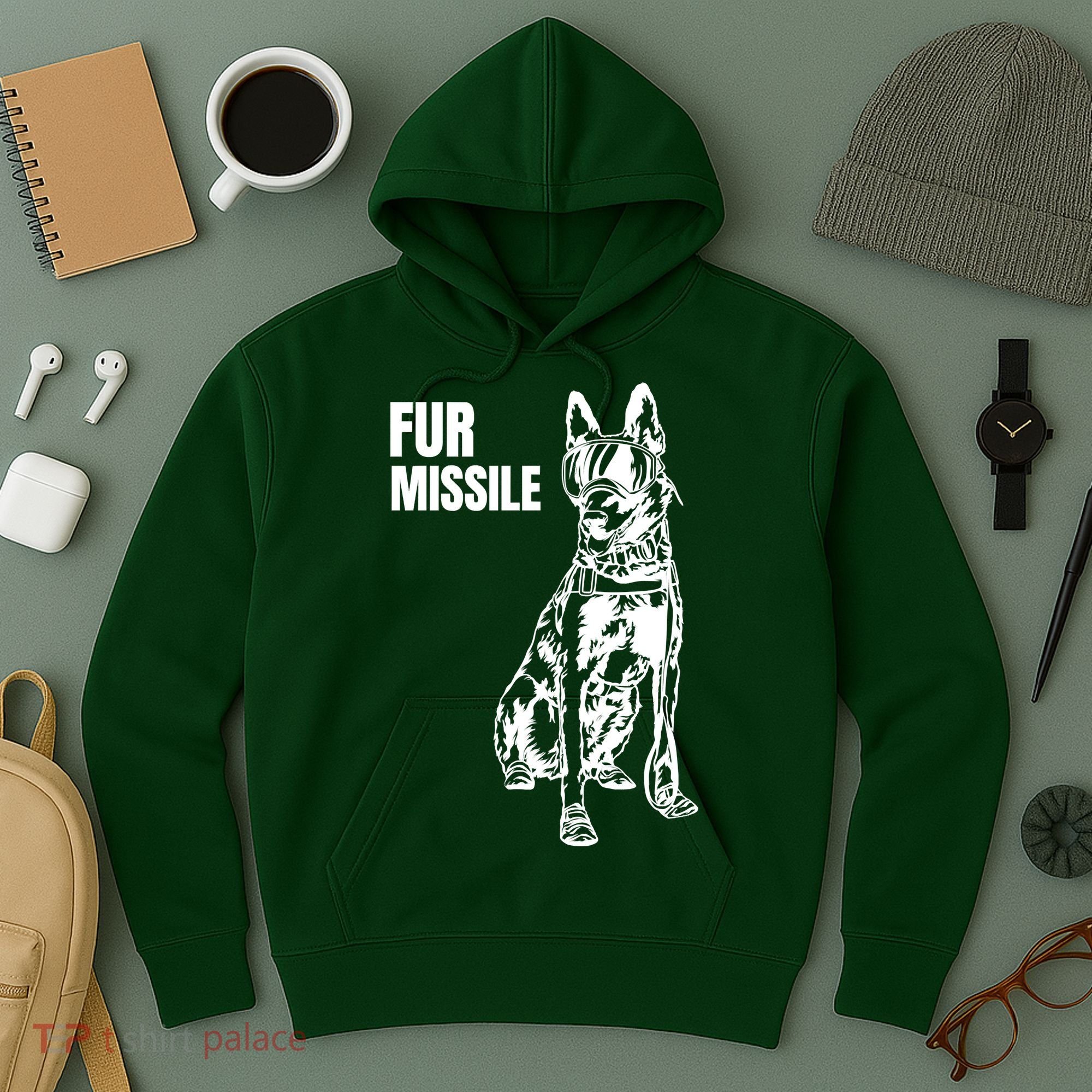 Fur Missile Funny Beligian Malinois Dog Hoodie