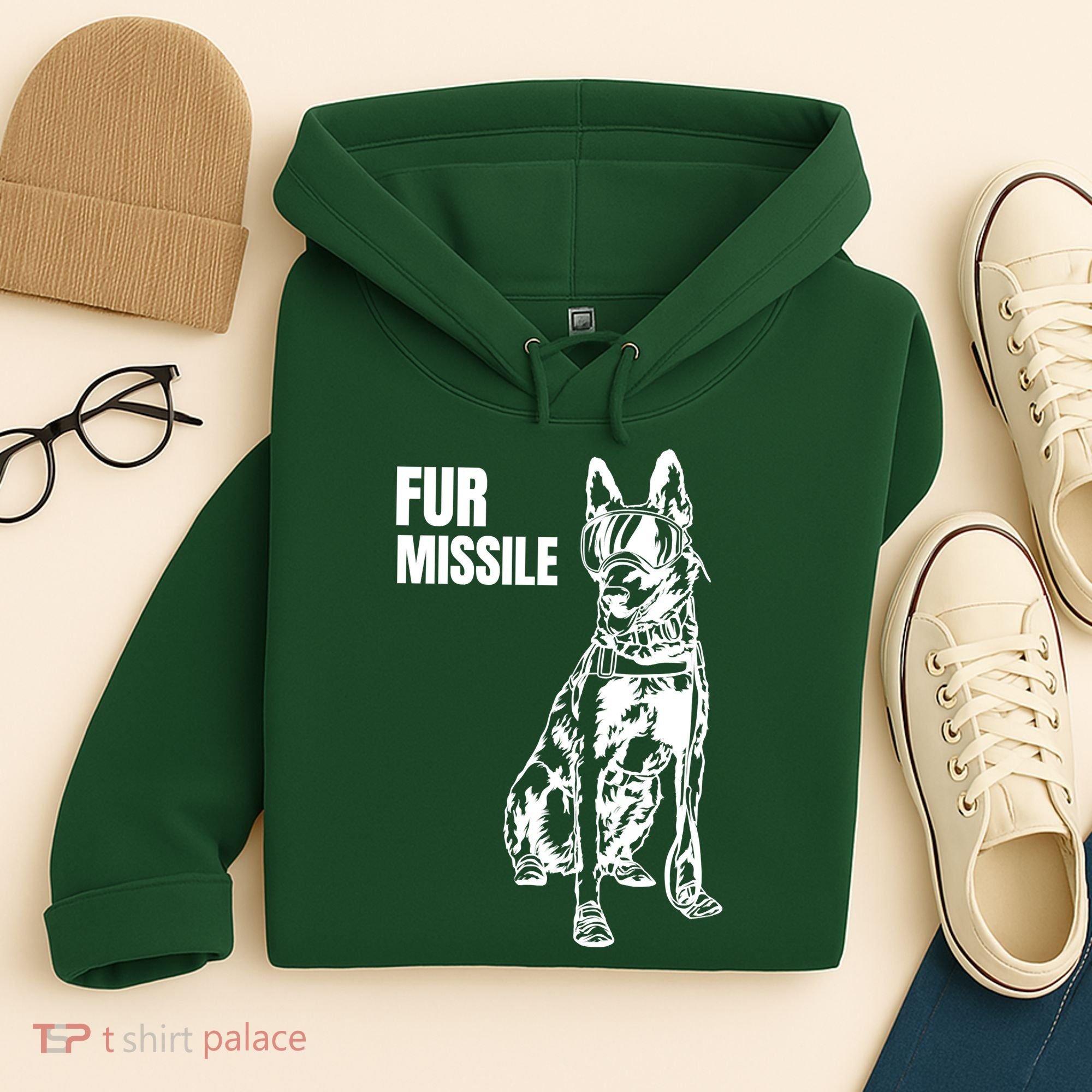 Fur Missile Funny Beligian Malinois Dog Hoodie