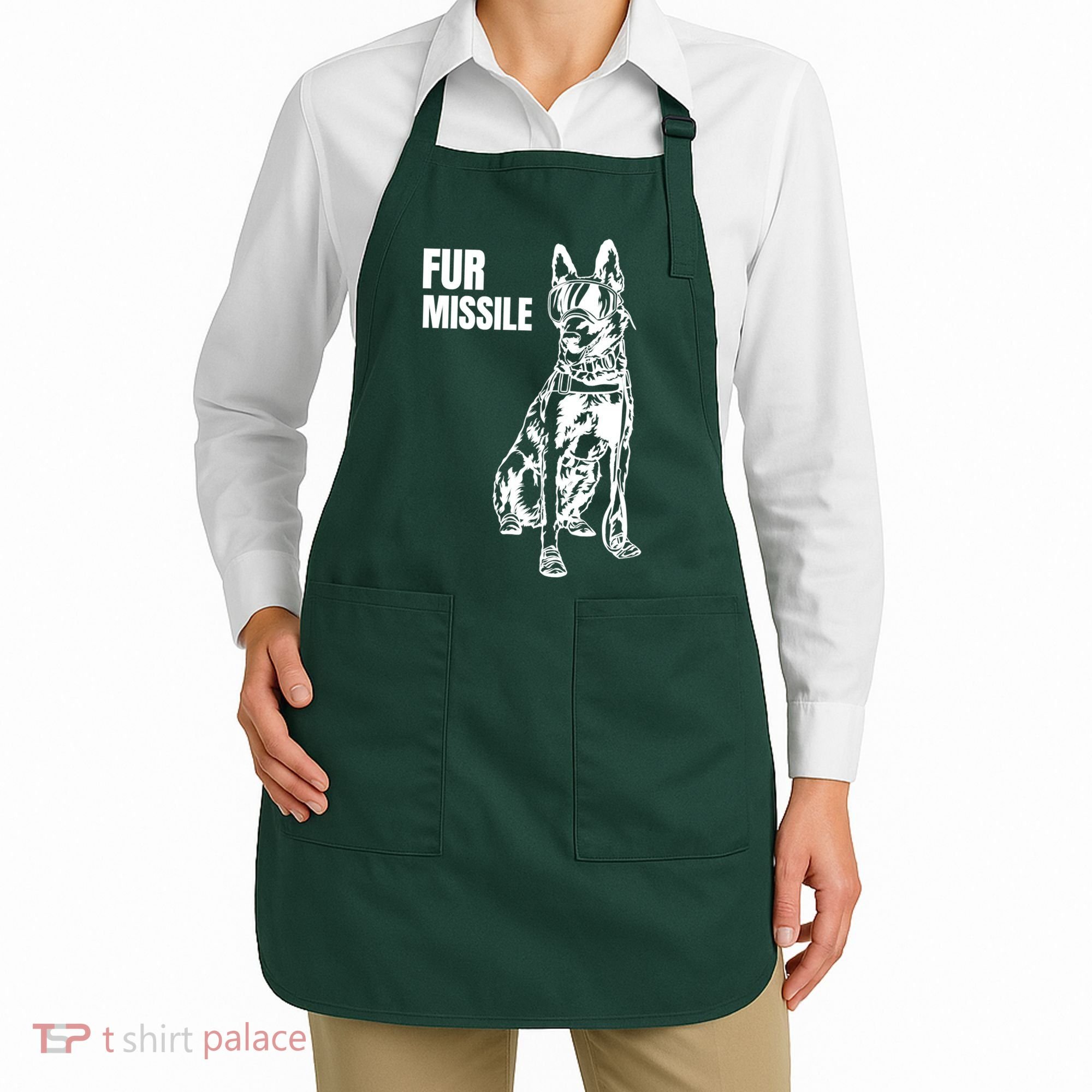 Fur Missile Funny Beligian Malinois Dog Apron