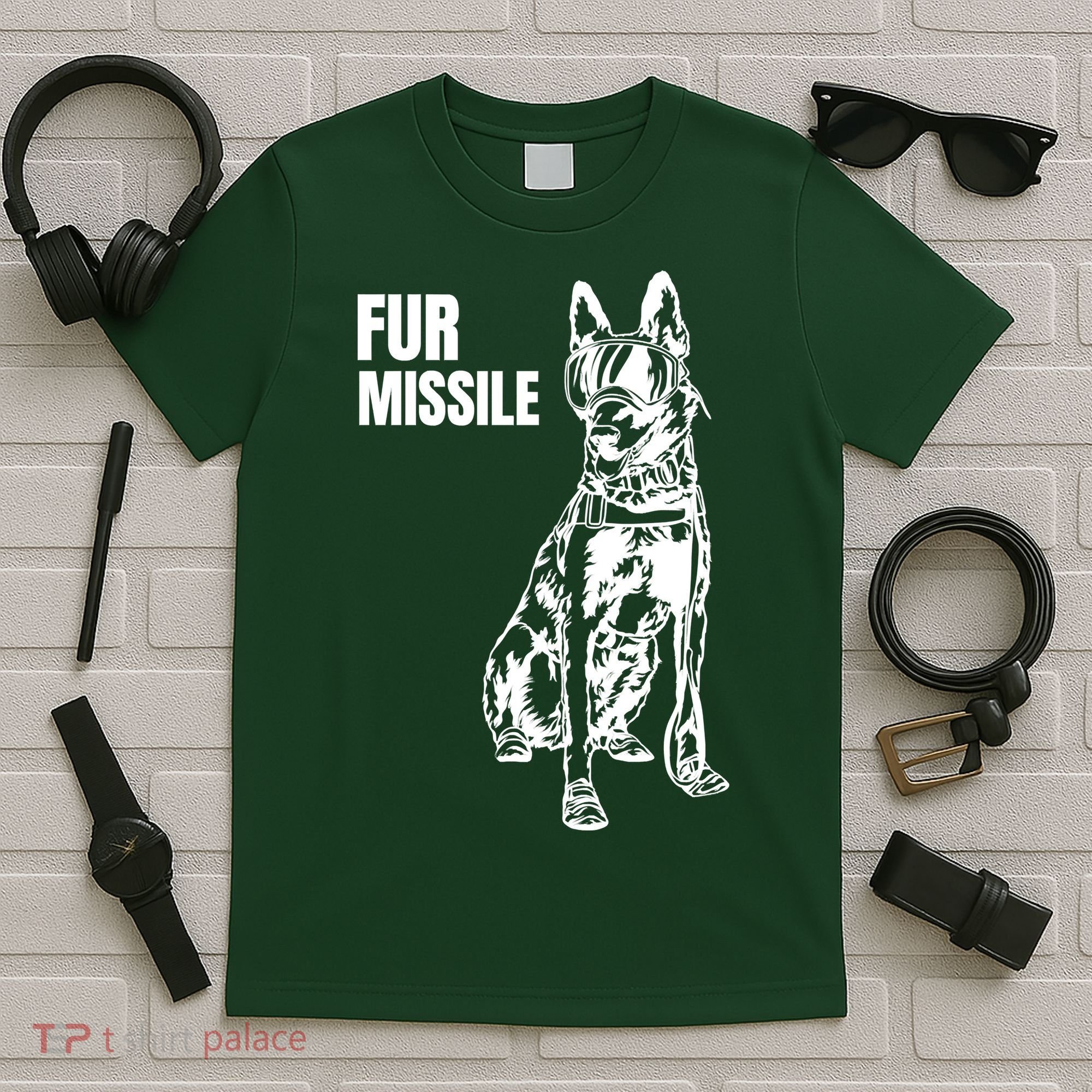 Fur Missile Funny Beligian Malinois Dog T-Shirt