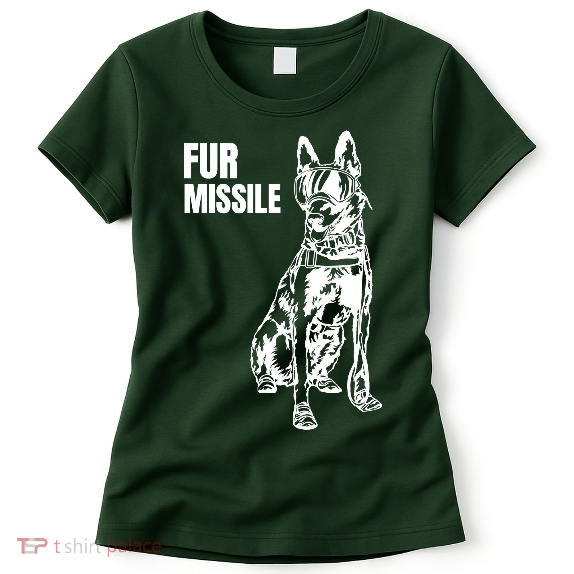 Fur Missile Funny Beligian Malinois Dog Women's T-Shirt
