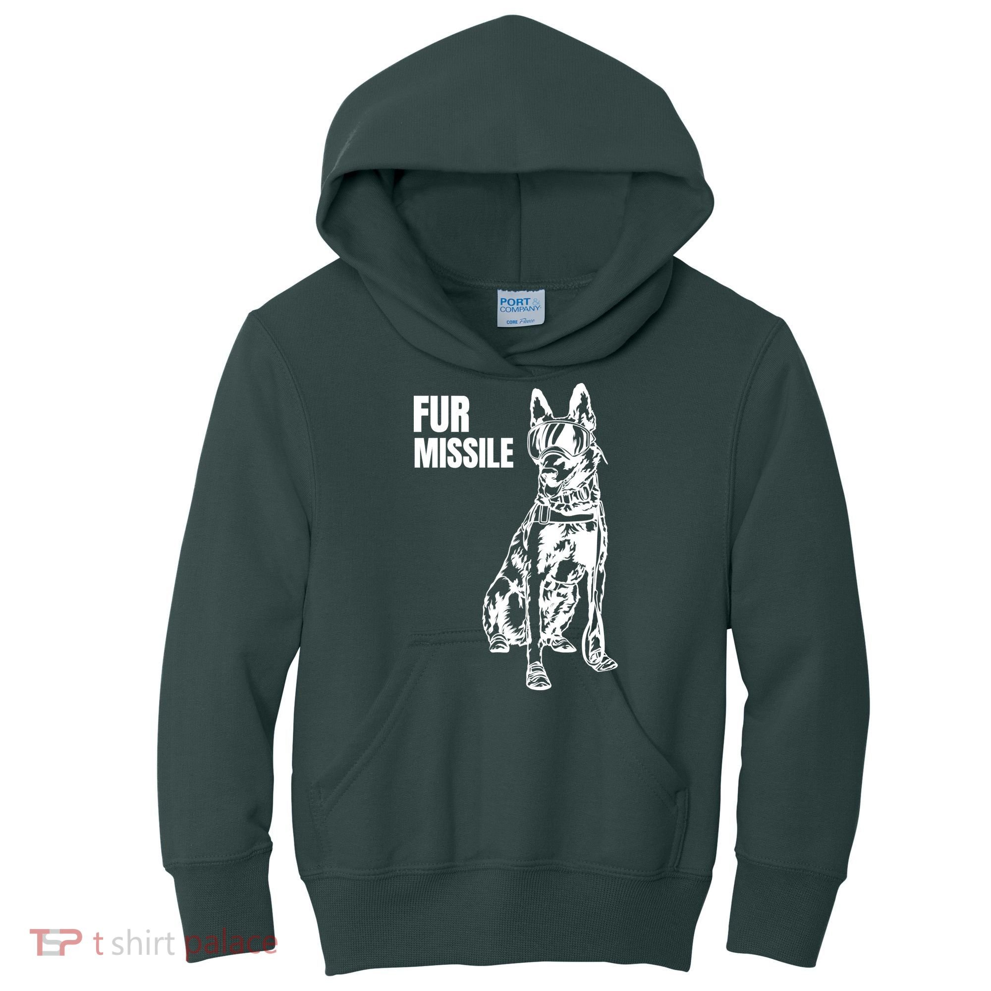 Fur Missile Funny Beligian Malinois Dog Kids Hoodie