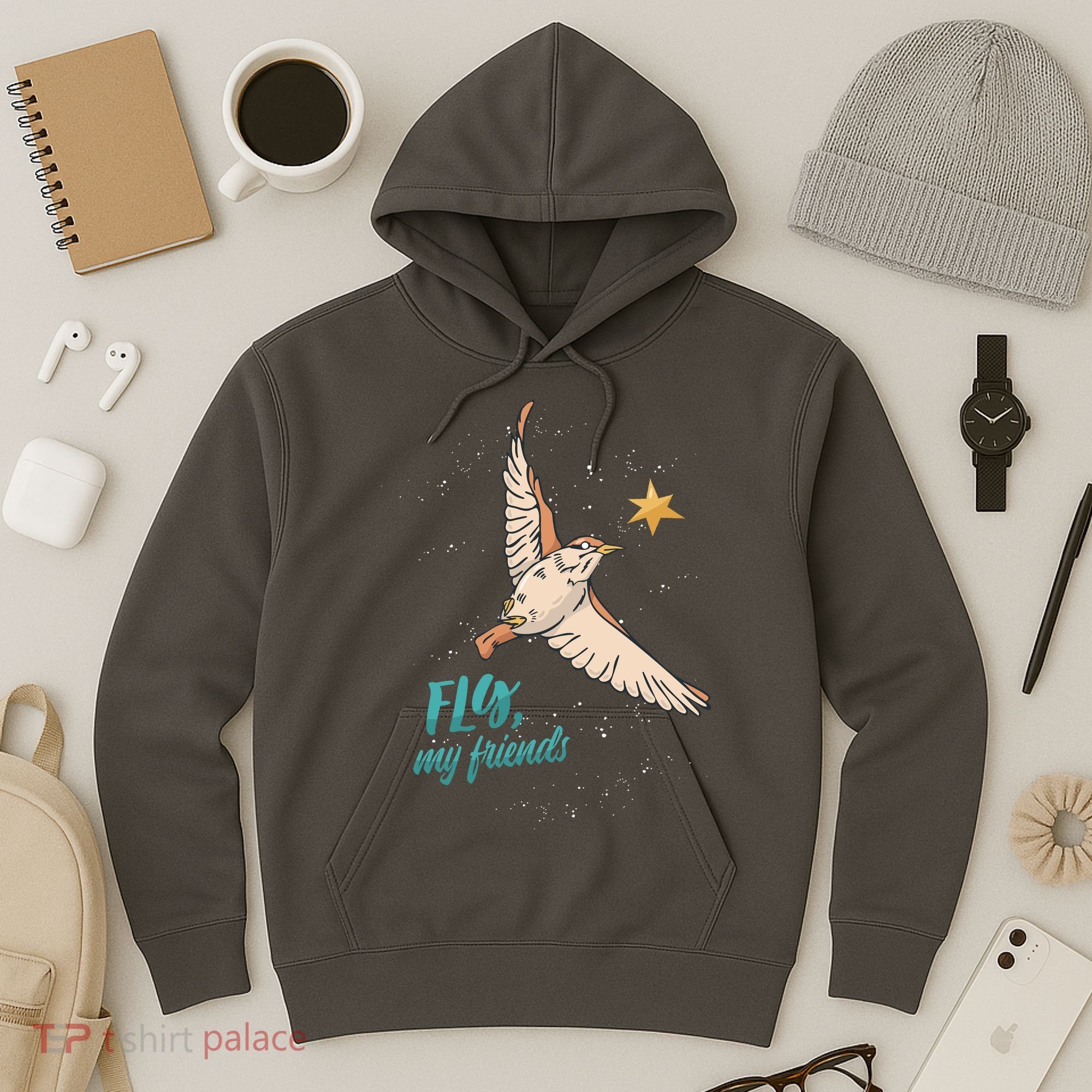 Fly My Friends Bird Star Hoodie