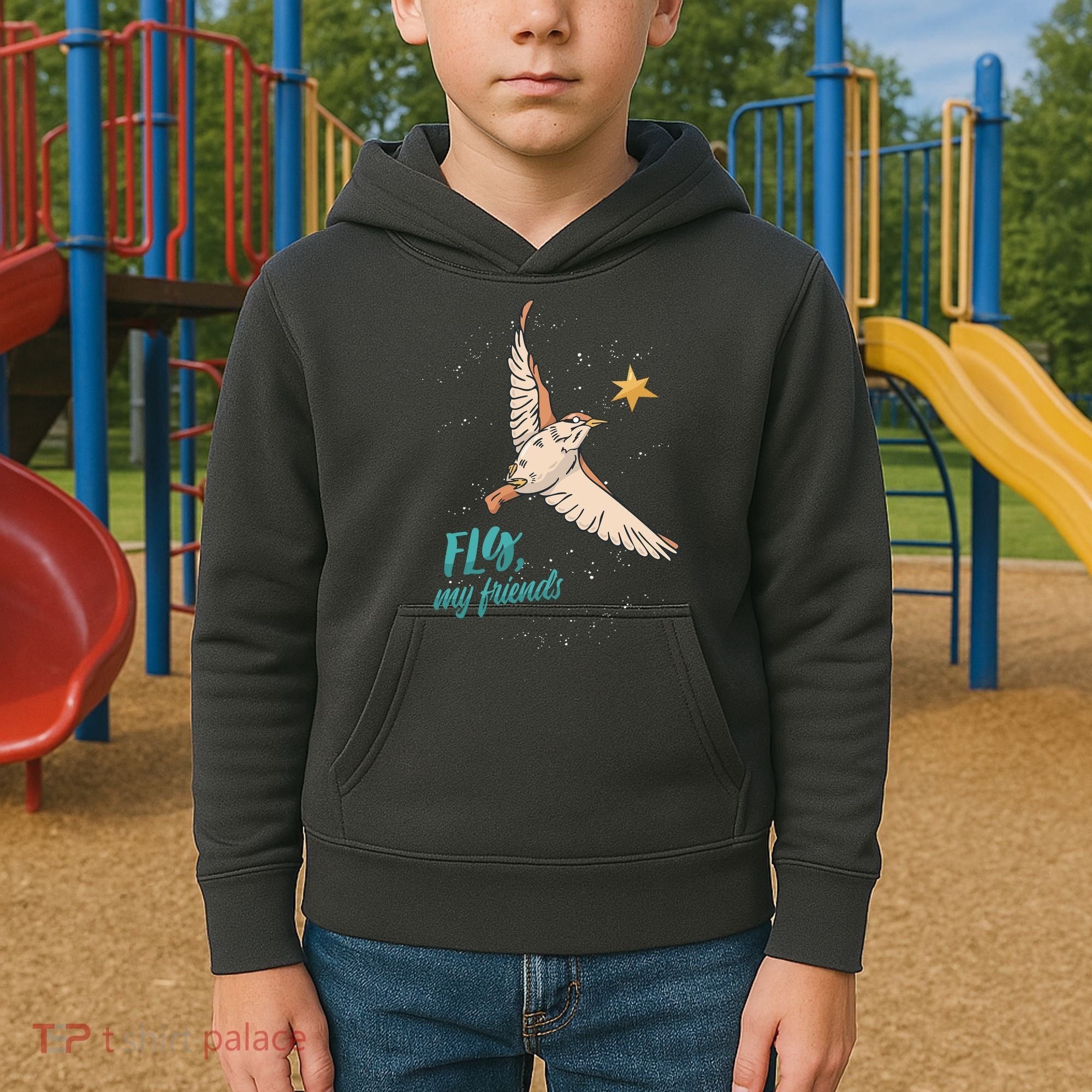 Fly My Friends Bird Star Kids Hoodie