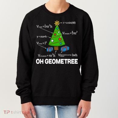 Funny Math Geometry Christmas Tree Pun Teacher Cute Gift Women's Sweatshirt