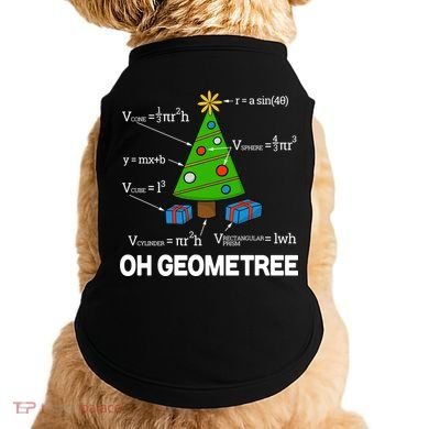 Funny Math Geometry Christmas Tree Pun Teacher Cute Gift Doggie Tank