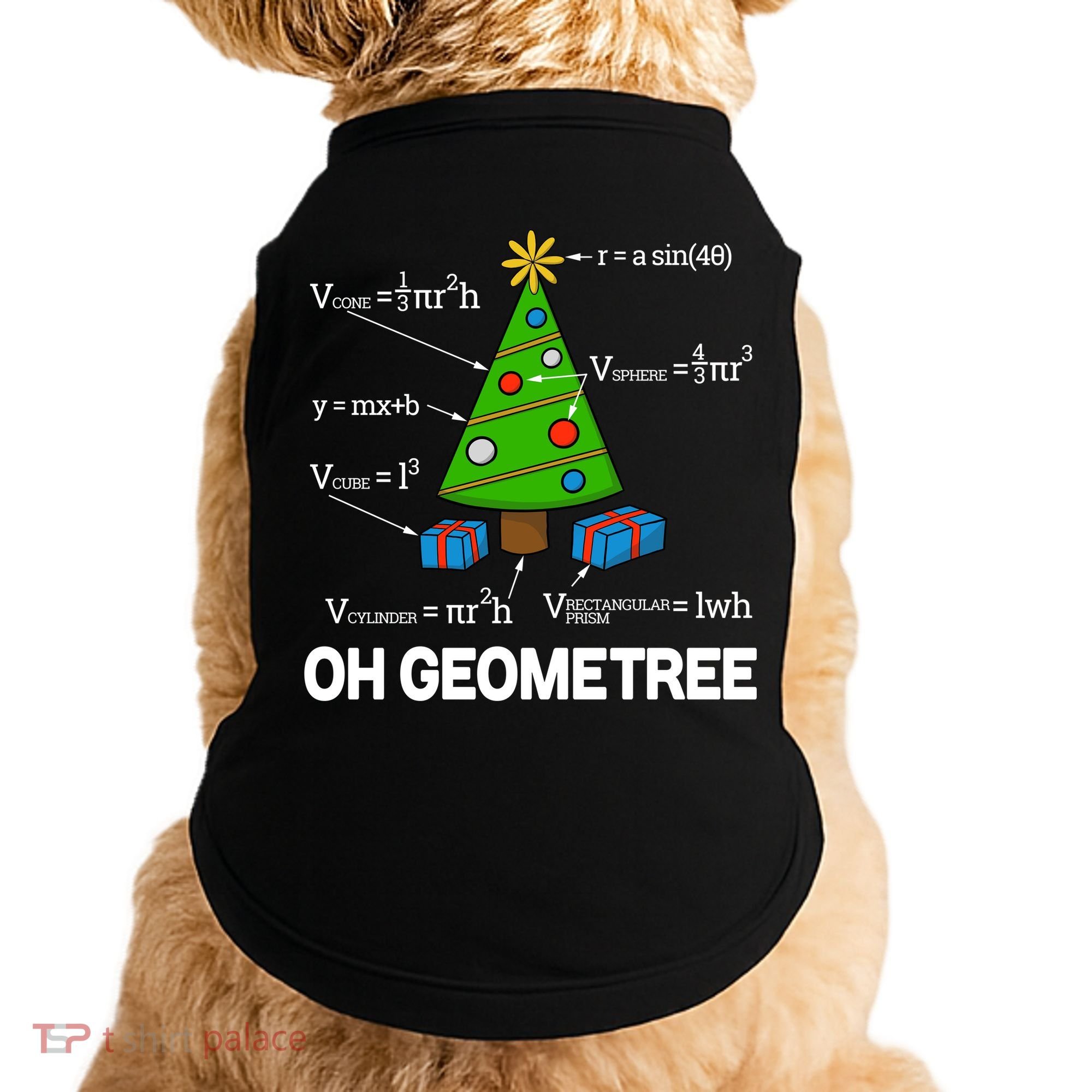 Funny Math Geometry Christmas Tree Pun Teacher Cute Gift Doggie Tank