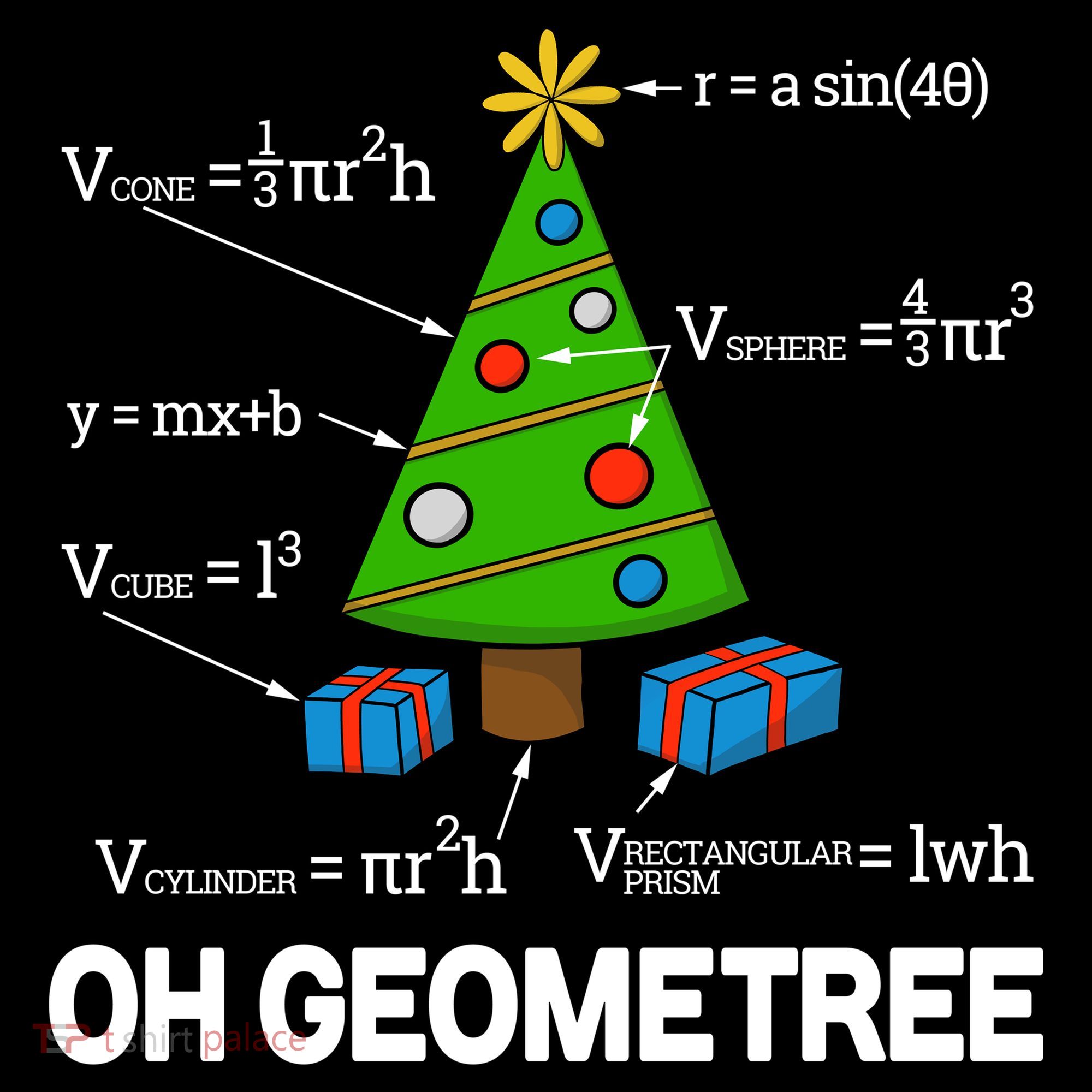 Funny Math Geometry Christmas Tree Pun Teacher Cute Gift USA-Made Doggie Bandana