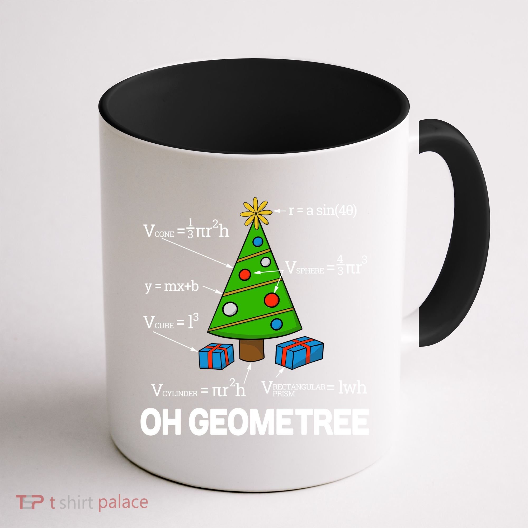 Funny Math Geometry Christmas Tree Pun Teacher Cute Gift Coffee Mug