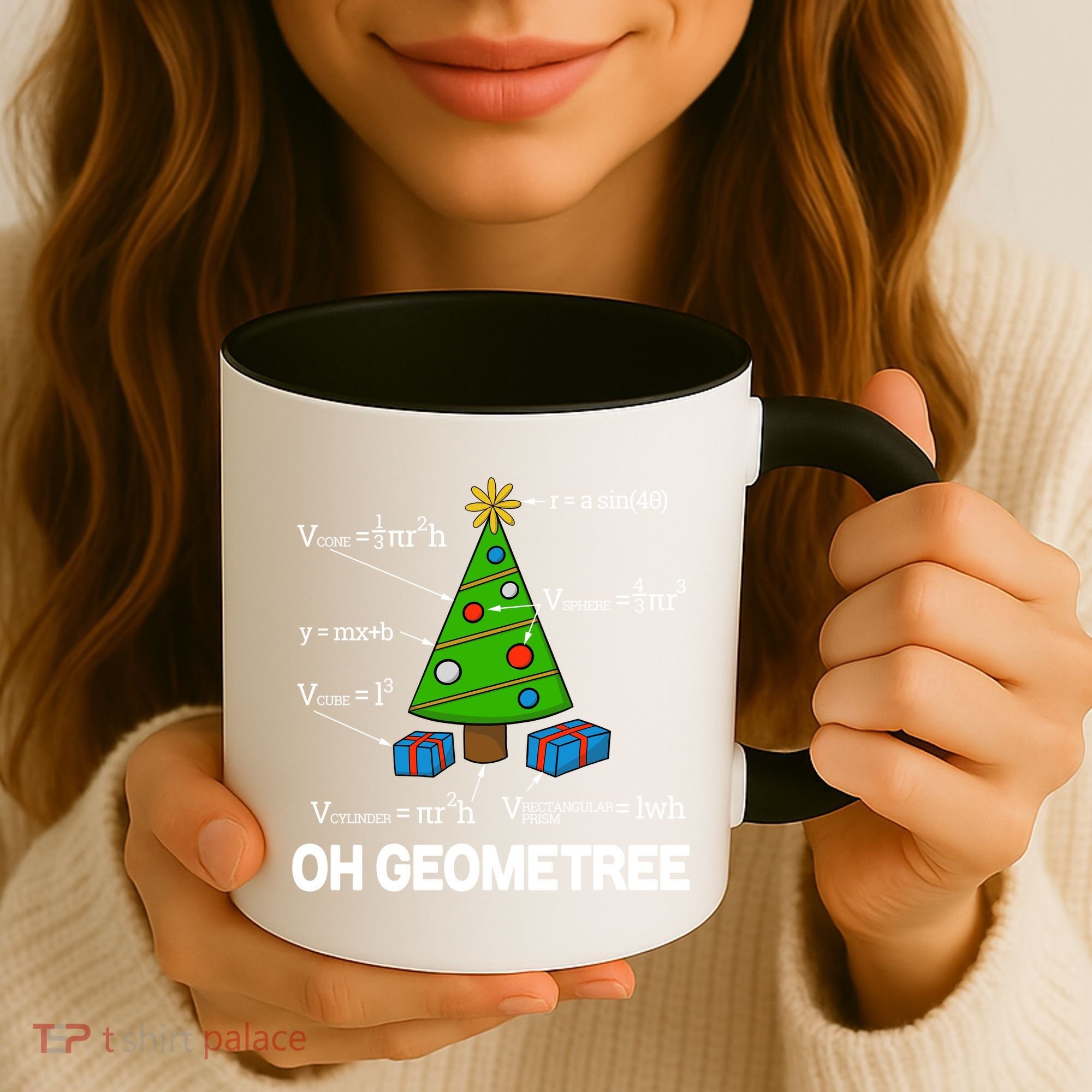 Funny Math Geometry Christmas Tree Pun Teacher Cute Gift Coffee Mug