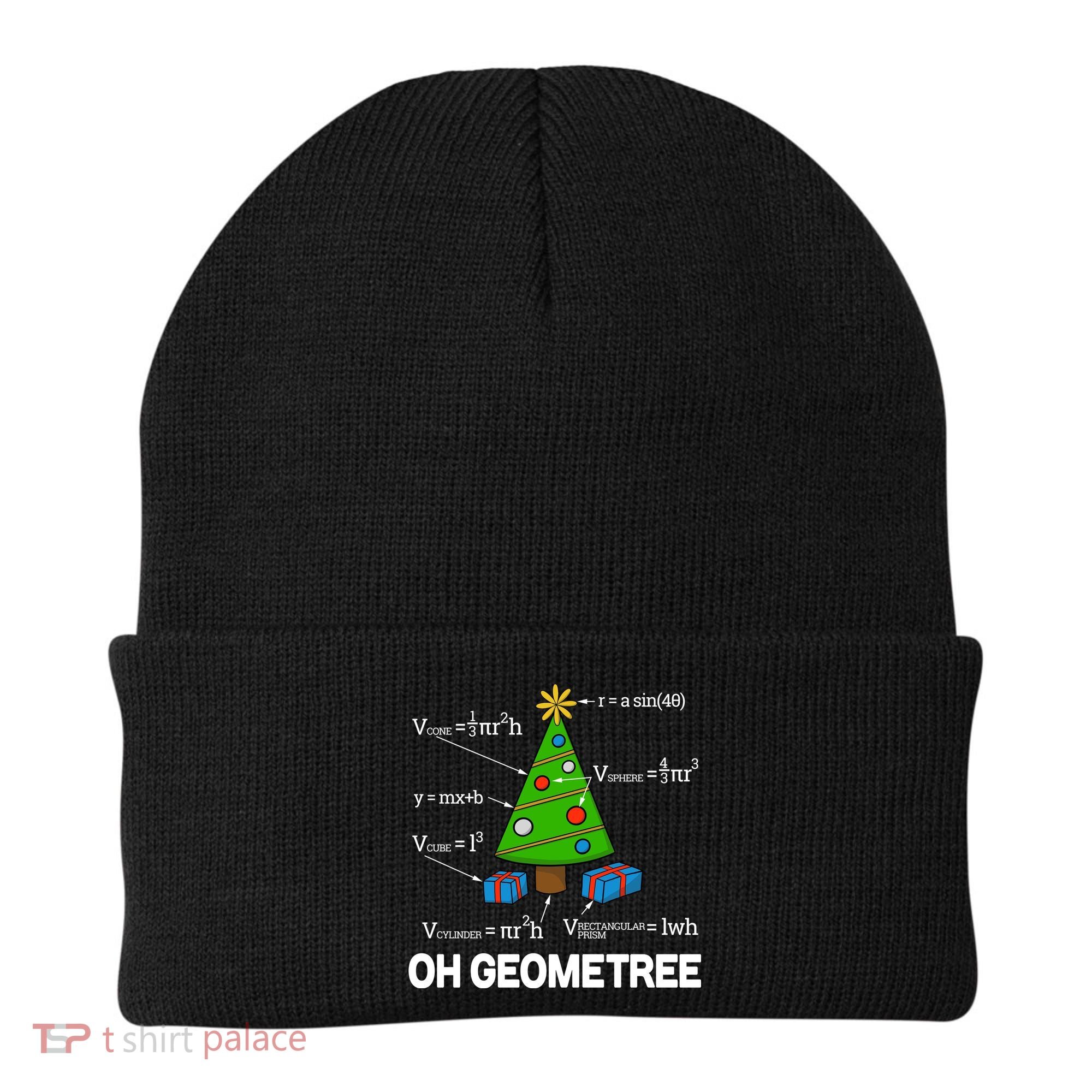 Funny Math Geometry Christmas Tree Pun Teacher Cute Gift Beanie