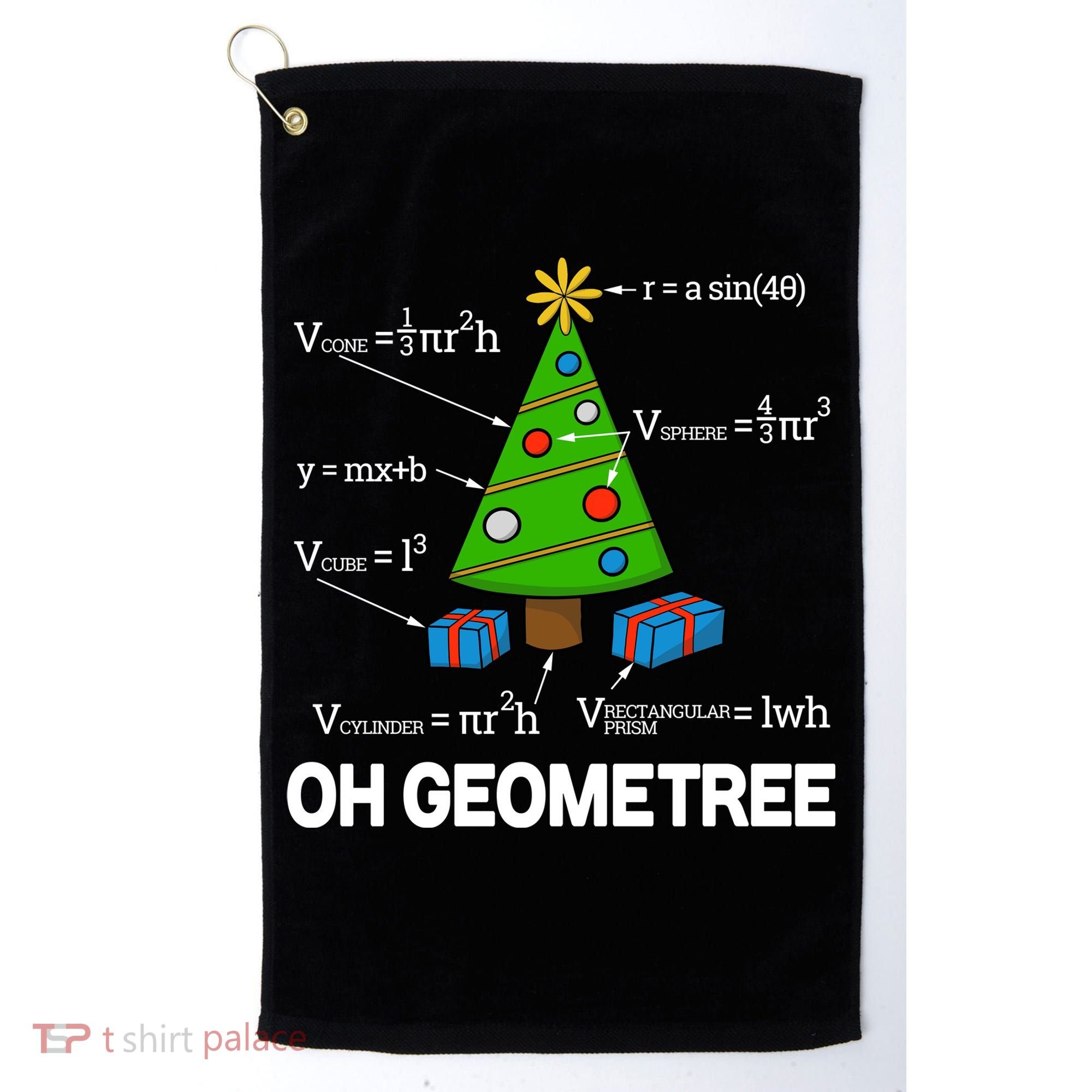 Funny Math Geometry Christmas Tree Pun Teacher Cute Gift Golf Towel