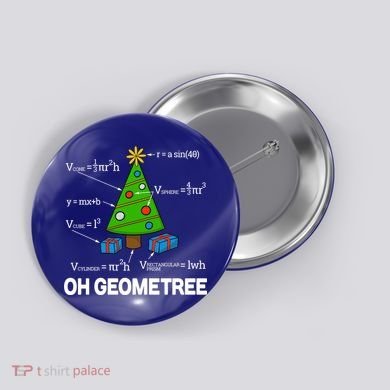 Funny Math Geometry Christmas Tree Pun Teacher Cute Gift Button