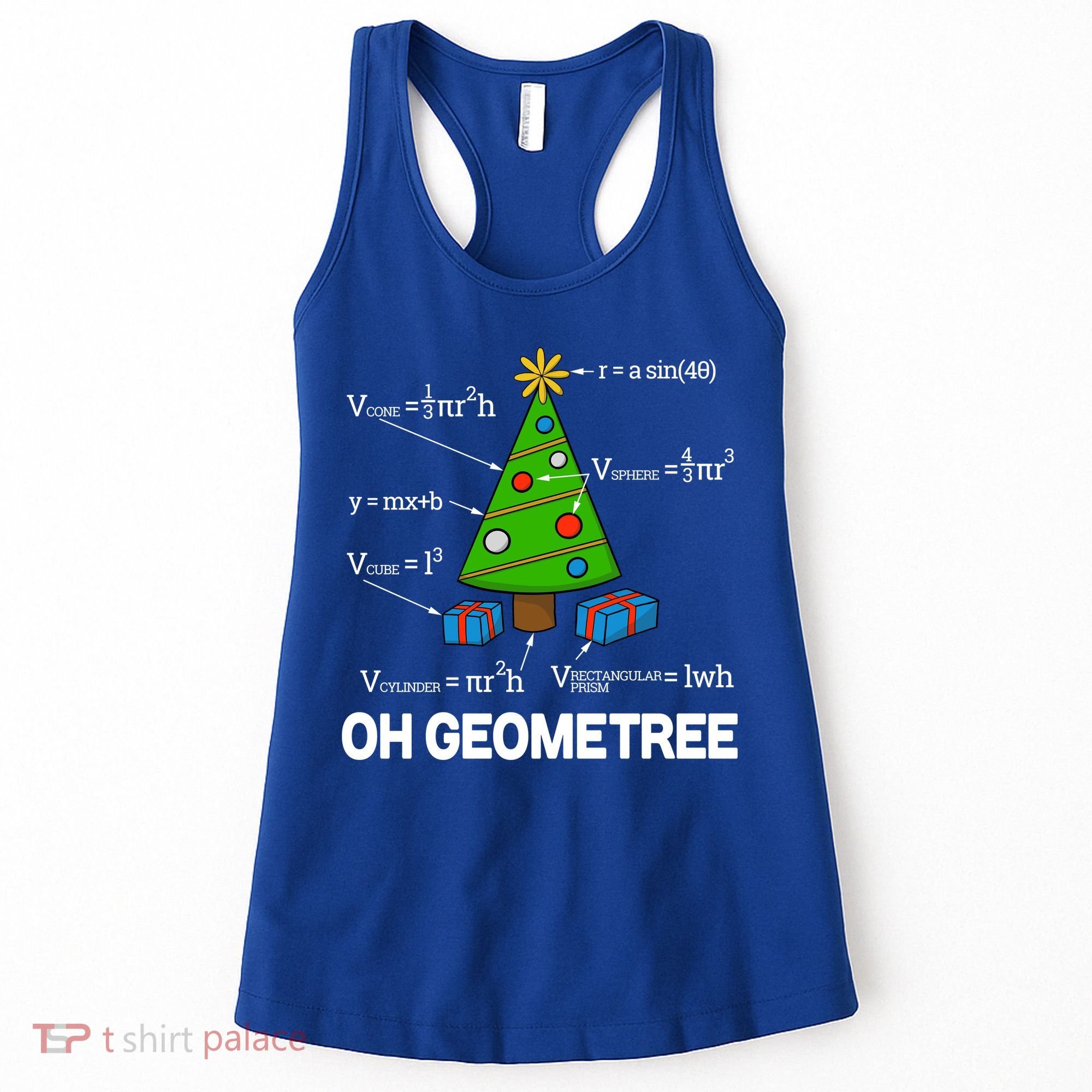 Funny Math Geometry Christmas Tree Pun Teacher Cute Gift Women's Tank Top