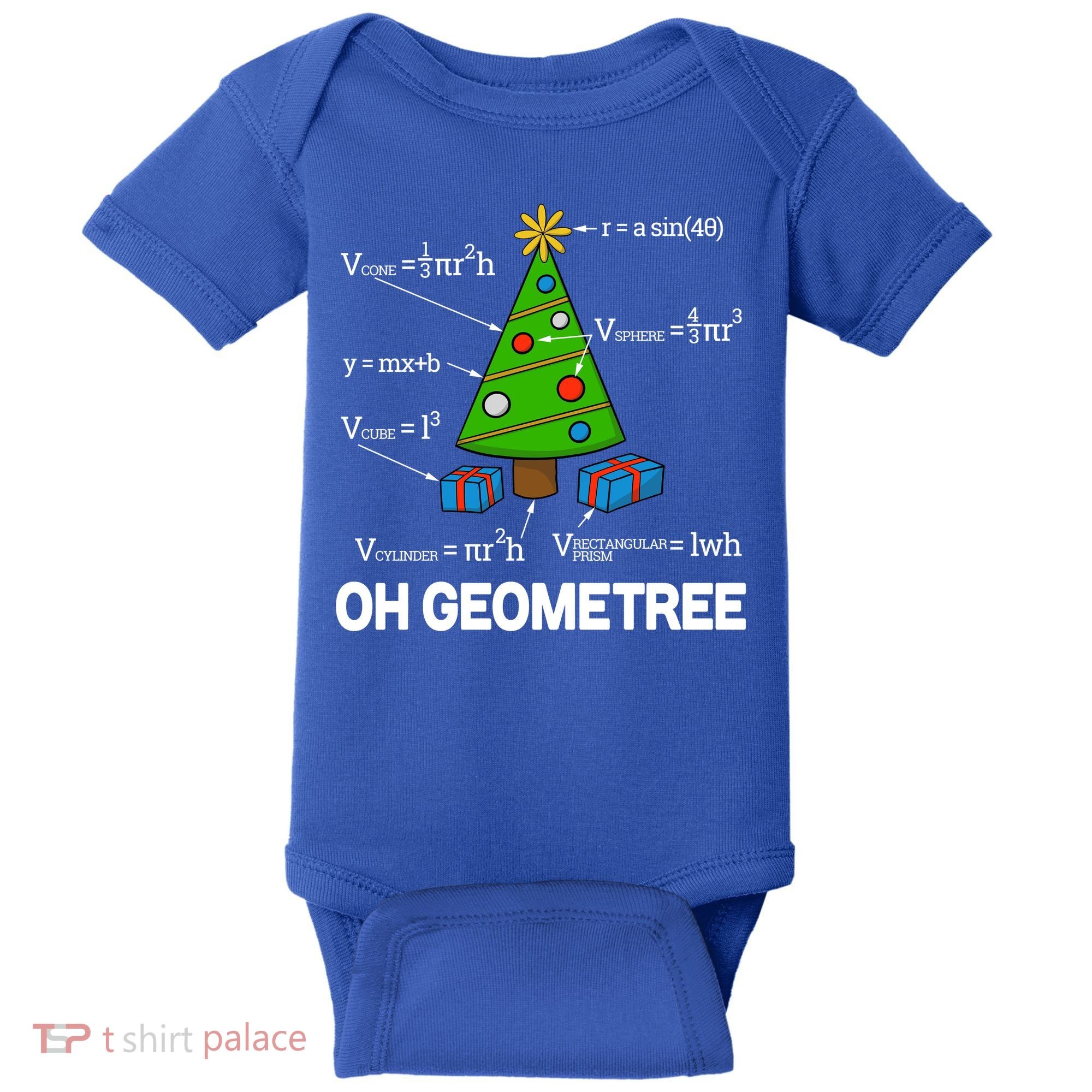 Funny Math Geometry Christmas Tree Pun Teacher Cute Gift Baby Bodysuit