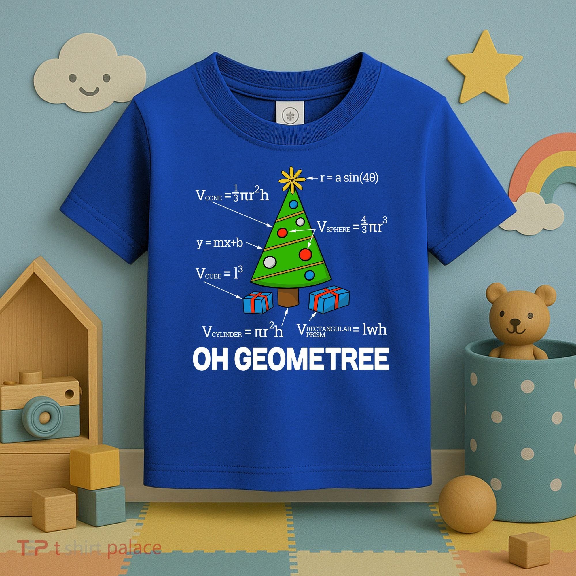 Funny Math Geometry Christmas Tree Pun Teacher Cute Gift Toddler T-Shirt