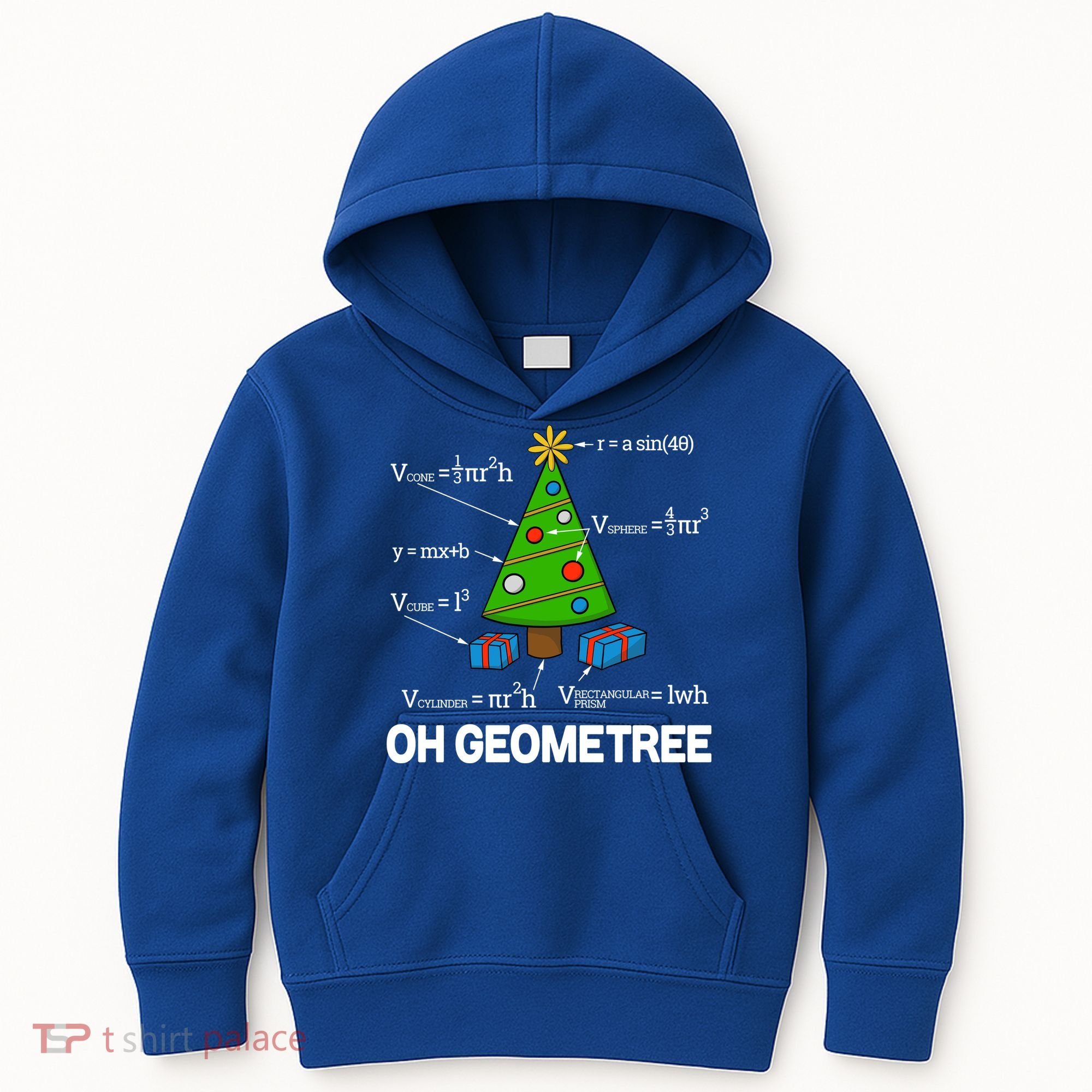 Funny Math Geometry Christmas Tree Pun Teacher Cute Gift Kids Hoodie