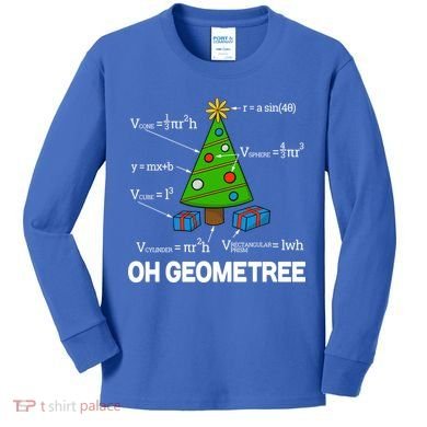 Funny Math Geometry Christmas Tree Pun Teacher Cute Gift Kids Long Sleeve Shirt