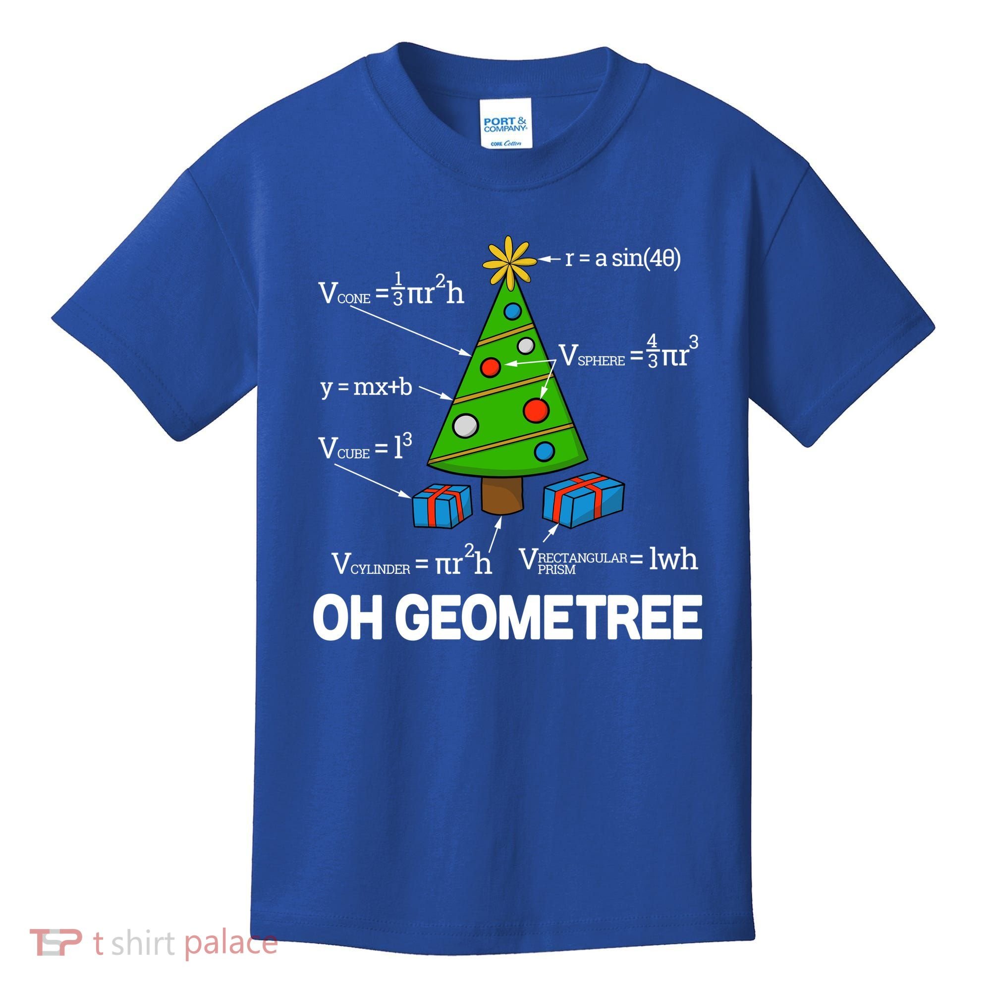 Funny Math Geometry Christmas Tree Pun Teacher Cute Gift Kids T-Shirt