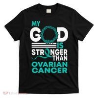 Faith My God Is Stronger Than Ovarian Cancer Awareness T-Shirt thumb 0