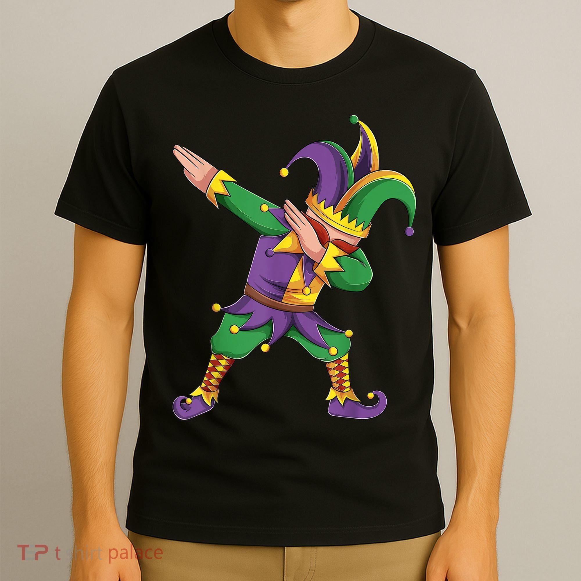 Funny Mardi Gras Outfit Dabbing Jester New Orleans Boys  T-Shirt
