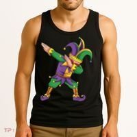 Funny Mardi Gras Outfit Dabbing Jester New Orleans Boys  Tank Top thumb 3