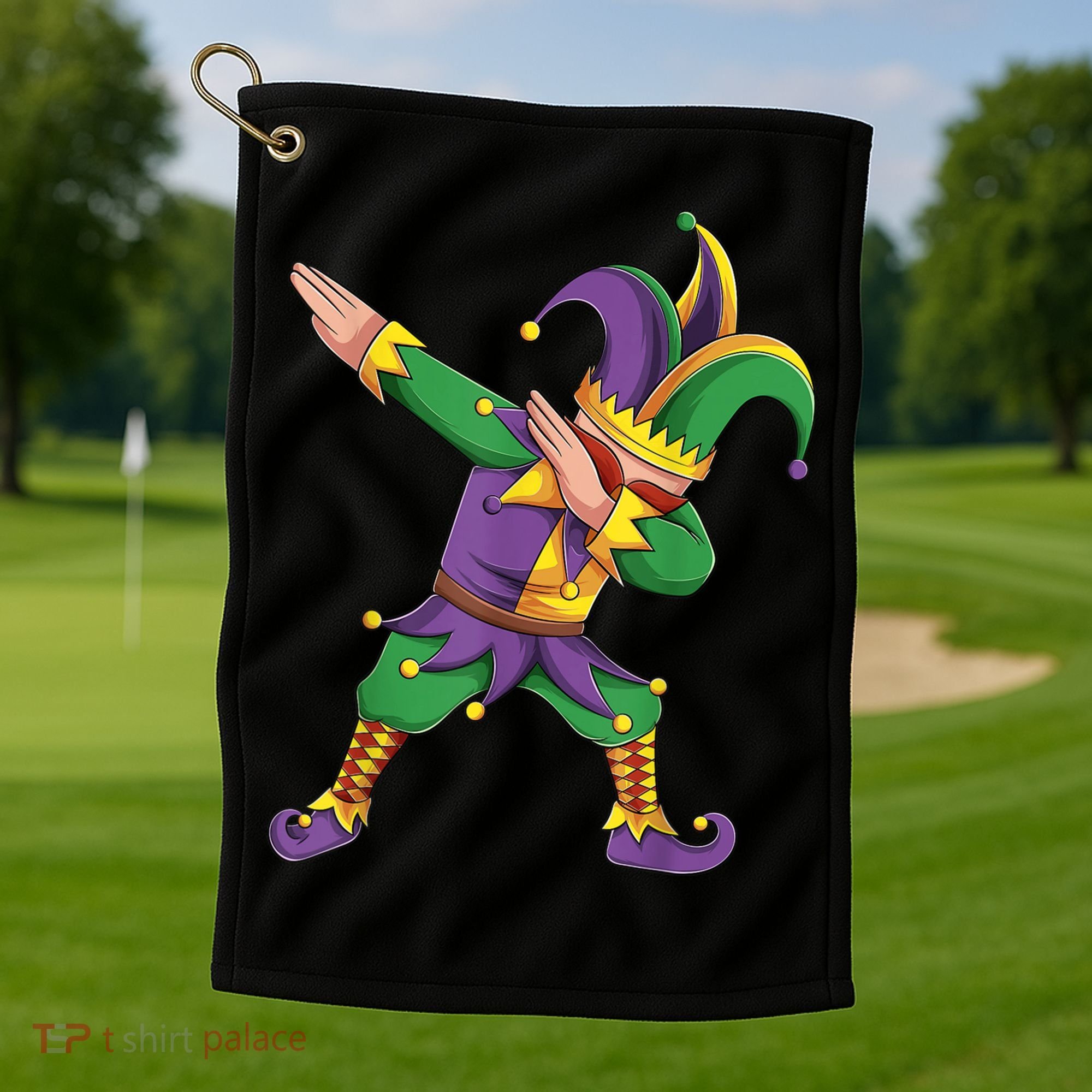 Funny Mardi Gras Outfit Dabbing Jester New Orleans Boys  Golf Towel