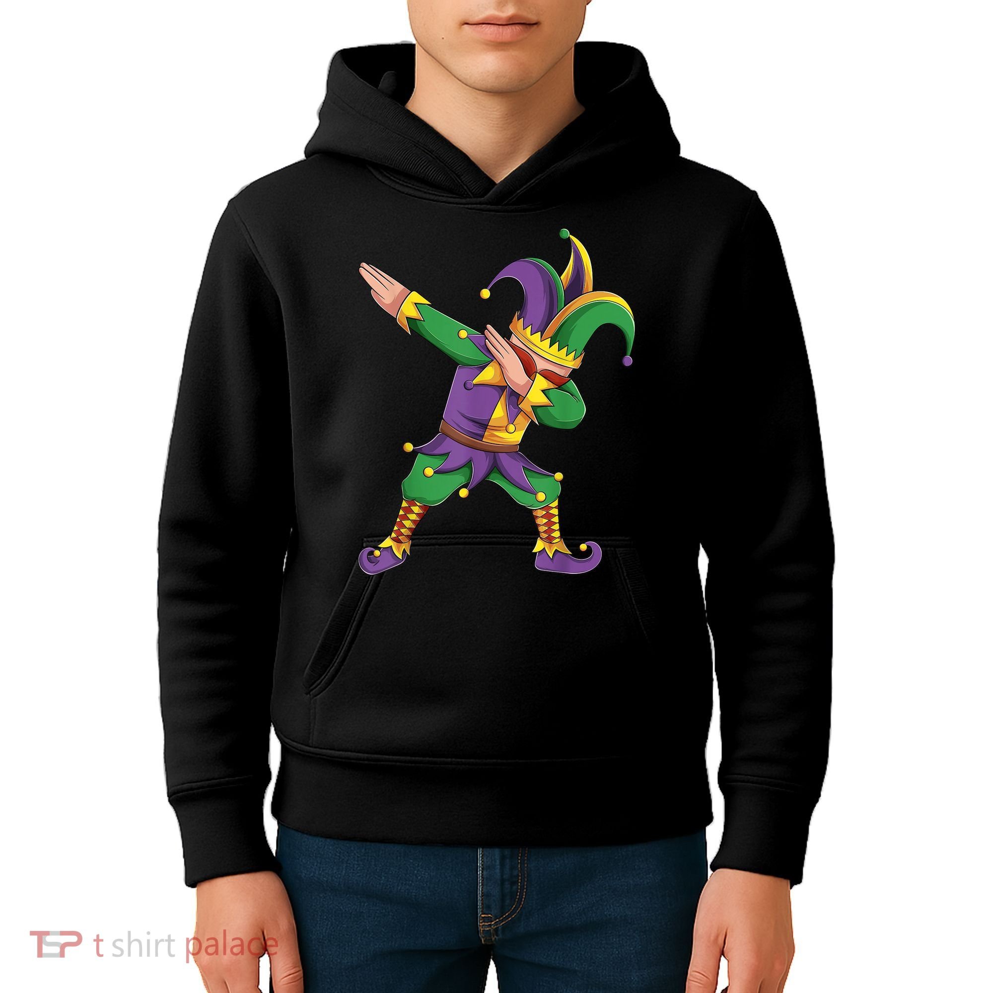 Funny Mardi Gras Outfit Dabbing Jester New Orleans Boys  Kids Hoodie