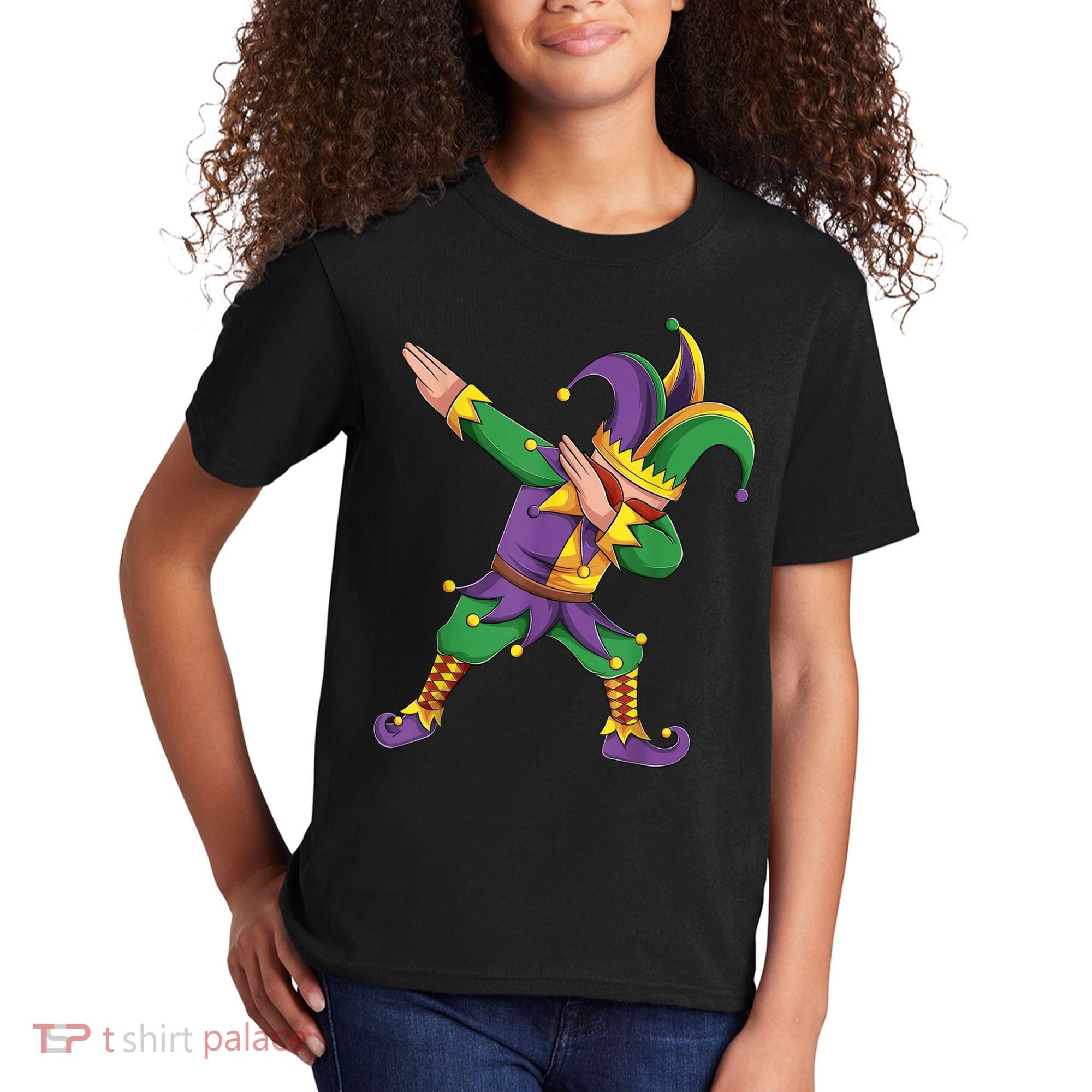 Funny Mardi Gras Outfit Dabbing Jester New Orleans Boys  Kids T-Shirt