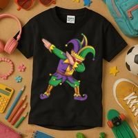 Funny Mardi Gras Outfit Dabbing Jester New Orleans Boys  Kids T-Shirt thumb 3