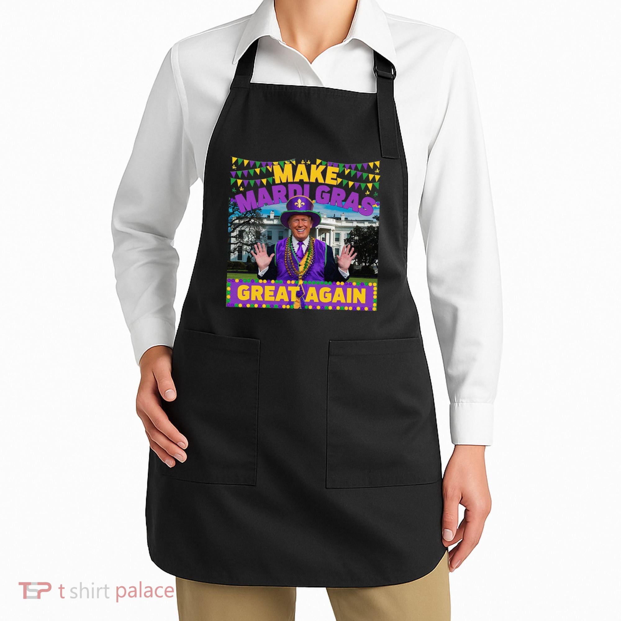 Funny Mardi Gras Donald Trump Mardi Gras American Flag Apron