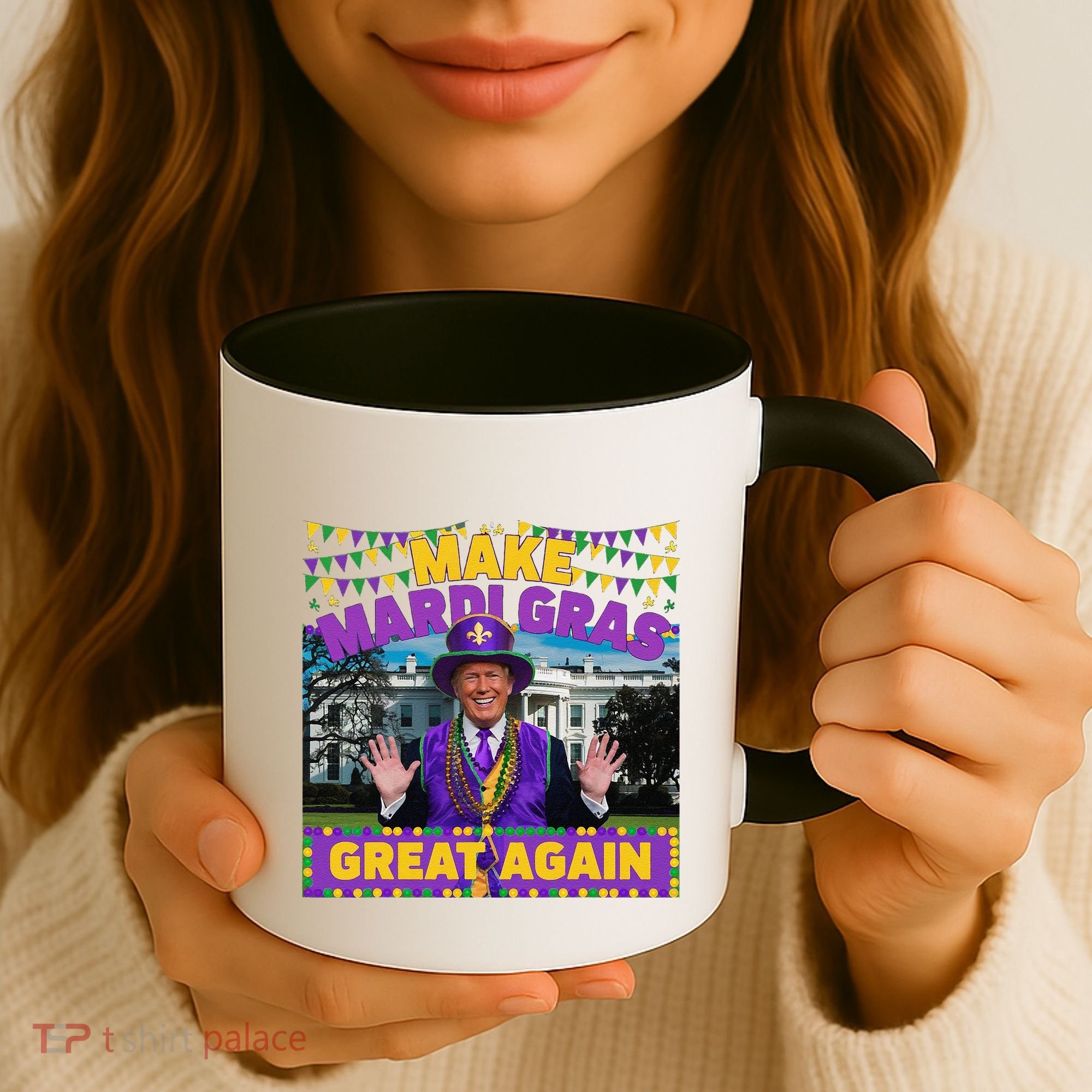Funny Mardi Gras Donald Trump Mardi Gras American Flag Coffee Mug
