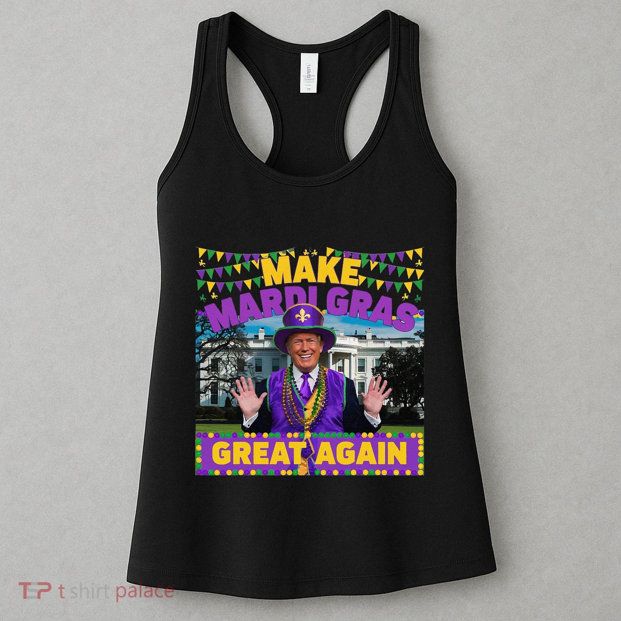 Funny Mardi Gras Donald Trump Mardi Gras American Flag Women's Tank Top