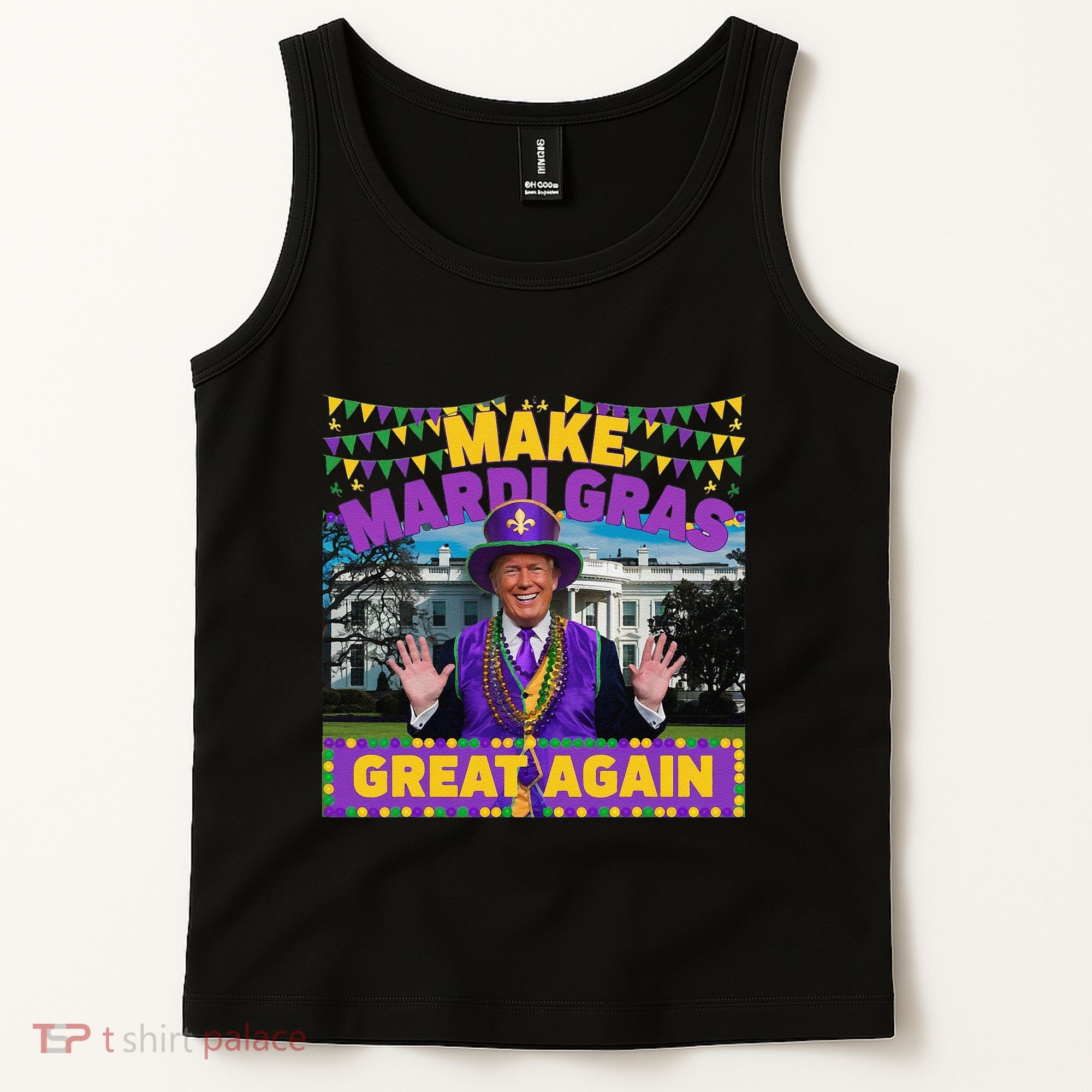 Funny Mardi Gras Donald Trump Mardi Gras American Flag Tank Top