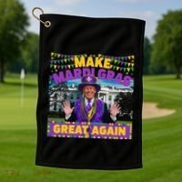Funny Mardi Gras Donald Trump Mardi Gras American Flag Golf Towel thumb 1