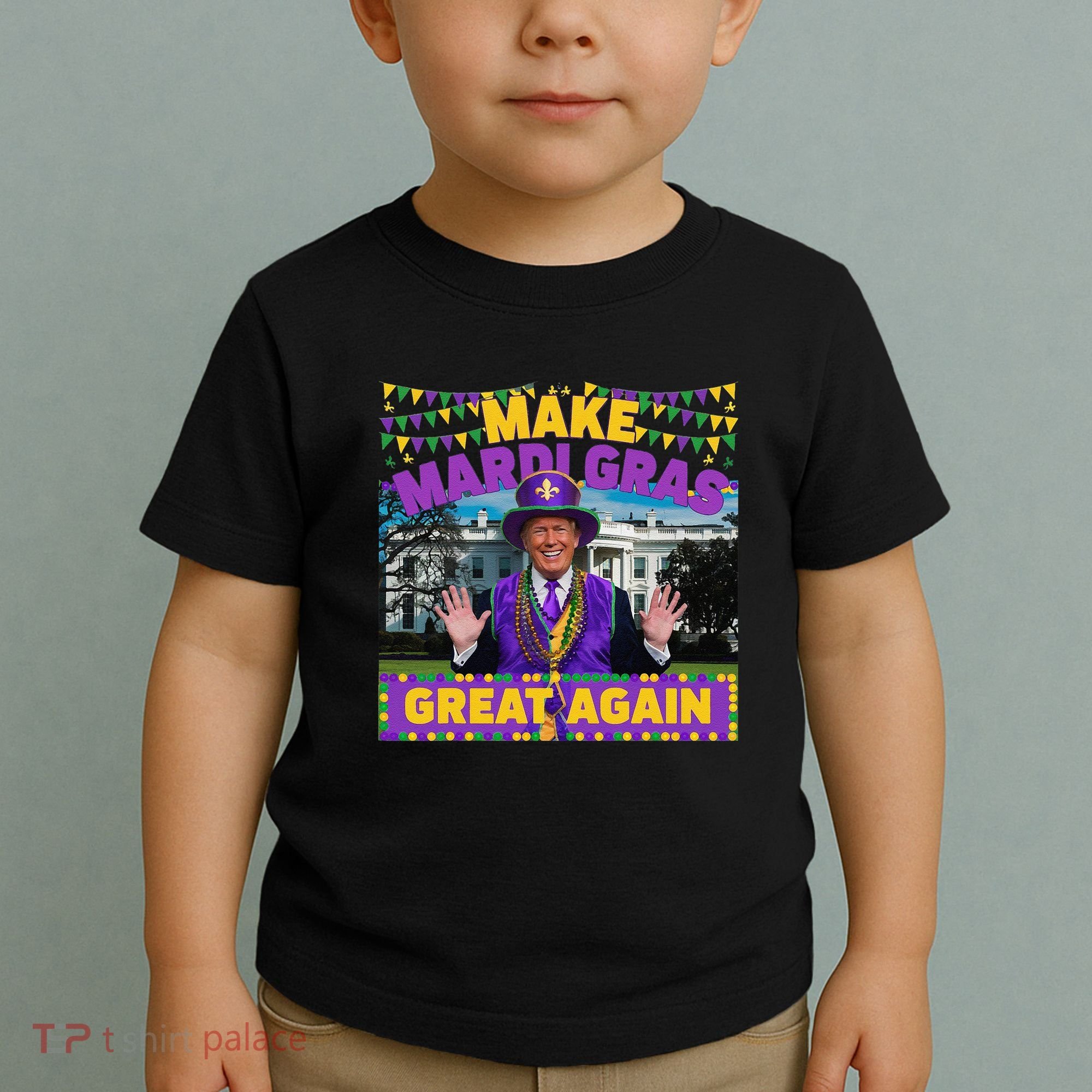 Funny Mardi Gras Donald Trump Mardi Gras American Flag Toddler T-Shirt