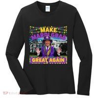 Funny Mardi Gras Donald Trump Mardi Gras American Flag Women's Long Sleeve Shirt thumb 0