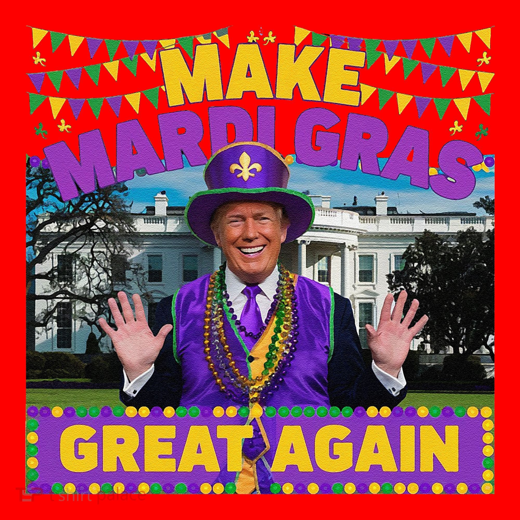 Funny Mardi Gras Donald Trump Mardi Gras American Flag Santa Hat