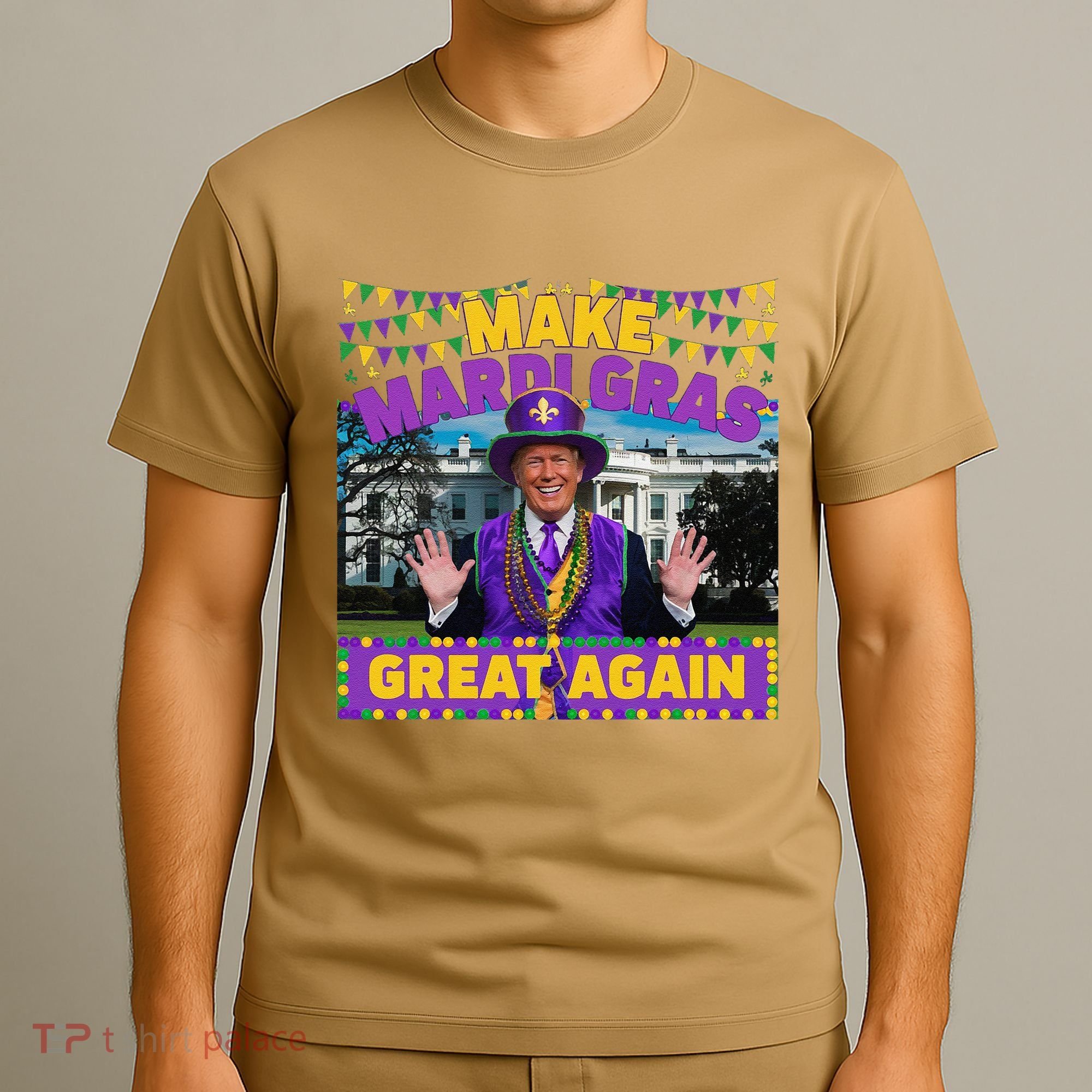 Funny Mardi Gras Donald Trump Mardi Gras American Flag T-Shirt