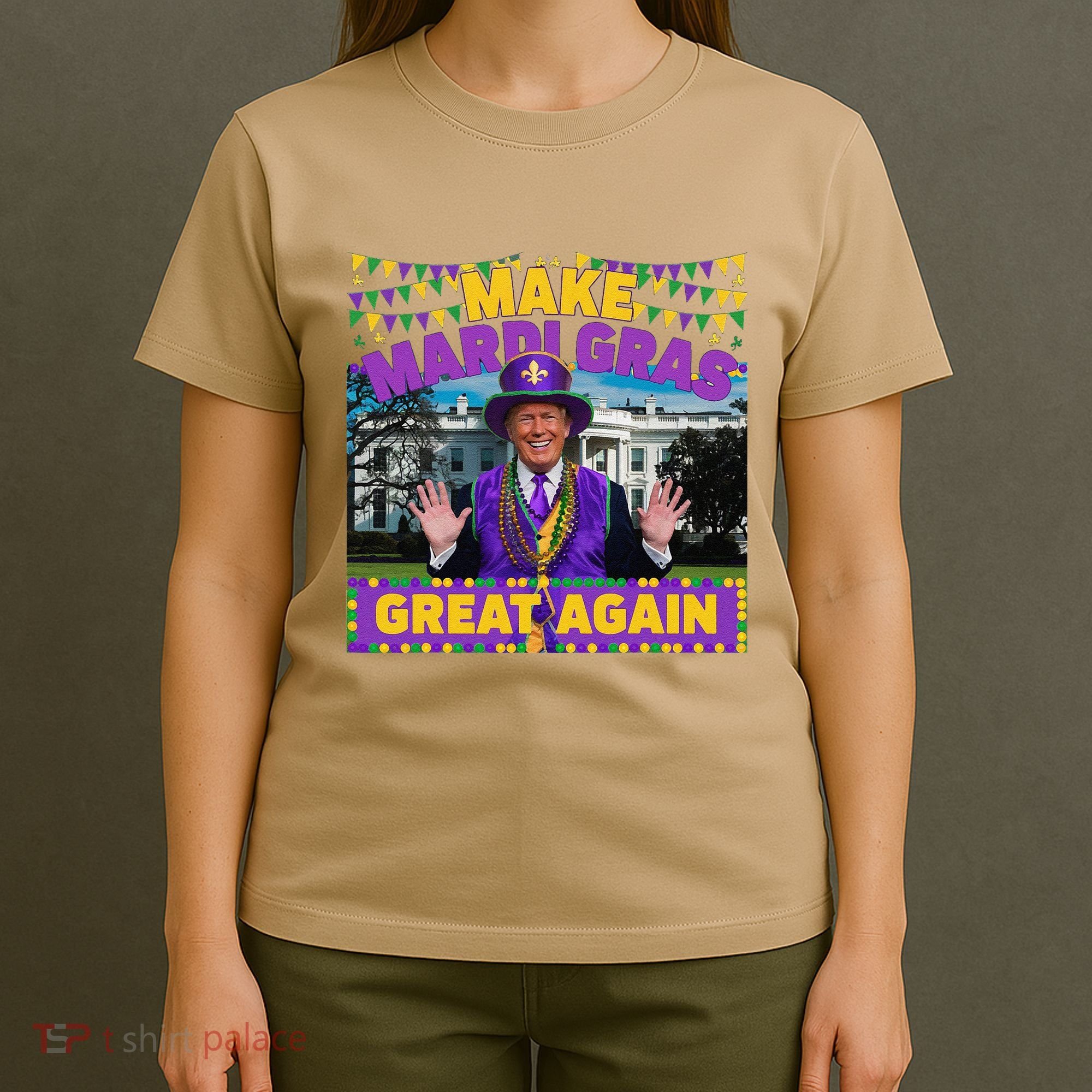 Funny Mardi Gras Donald Trump Mardi Gras American Flag T-Shirt