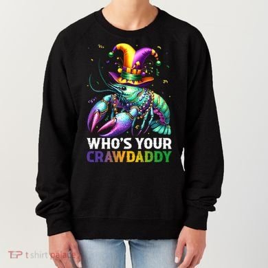 Funny Mardi Gras Whos Your Crawdaddy Crawfish Jester Beads Women's Sweatshirt