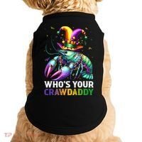 Funny Mardi Gras Whos Your Crawdaddy Crawfish Jester Beads Doggie Tank thumb 0