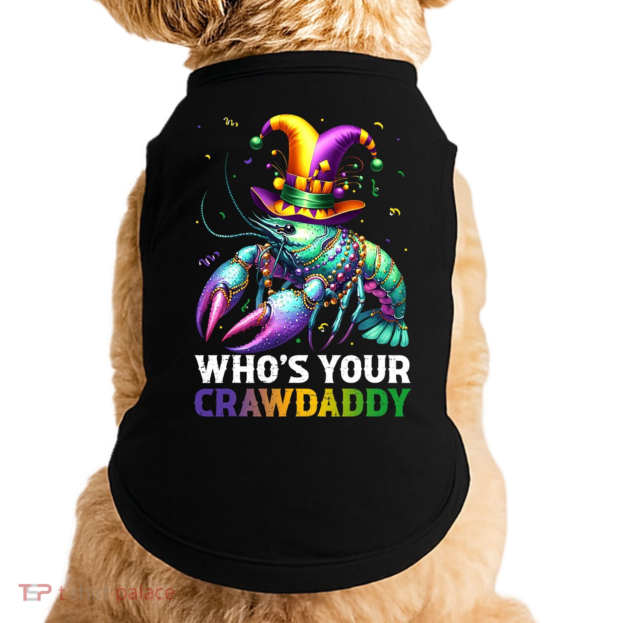 Funny Mardi Gras Whos Your Crawdaddy Crawfish Jester Beads Doggie Tank