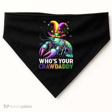 Funny Mardi Gras Whos Your Crawdaddy Crawfish Jester Beads USA-Made Doggie Bandana