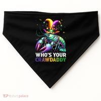 Funny Mardi Gras Whos Your Crawdaddy Crawfish Jester Beads USA-Made Doggie Bandana thumb 0