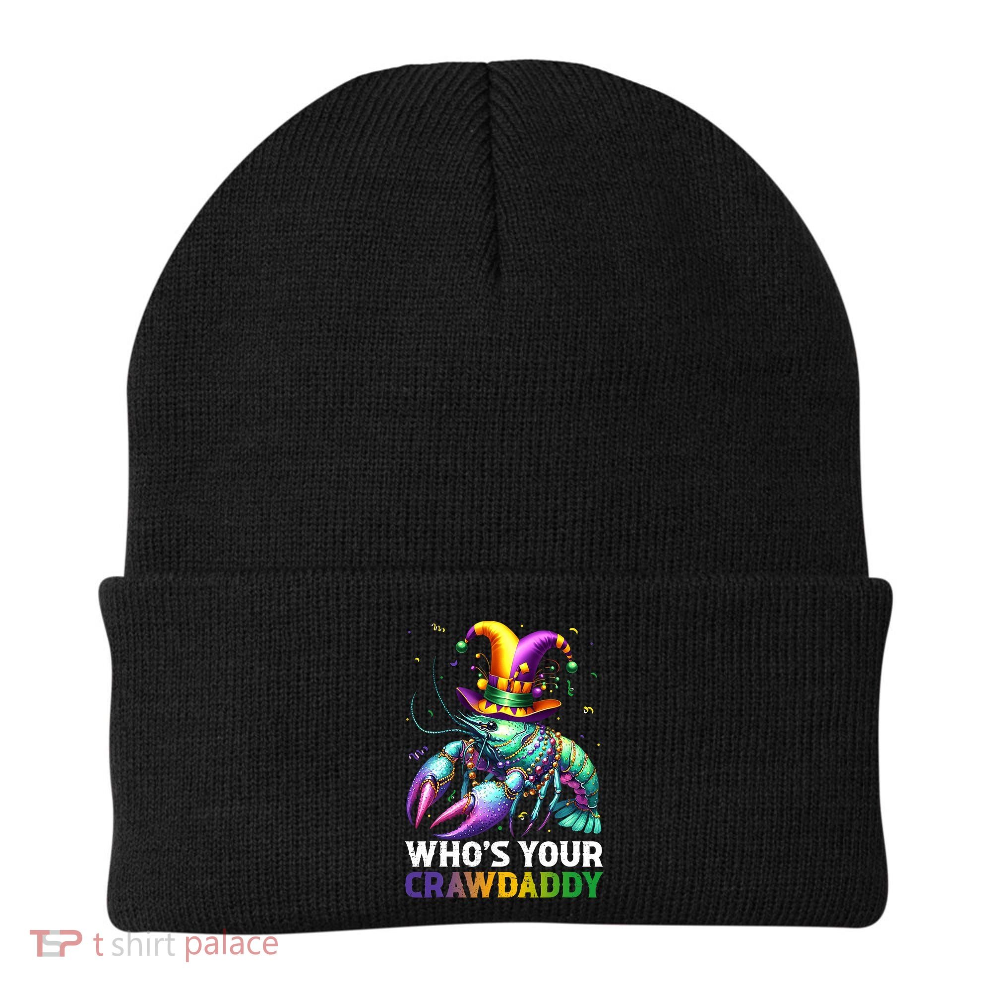 Funny Mardi Gras Whos Your Crawdaddy Crawfish Jester Beads Beanie