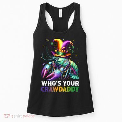 Funny Mardi Gras Whos Your Crawdaddy Crawfish Jester Beads Women's Tank Top