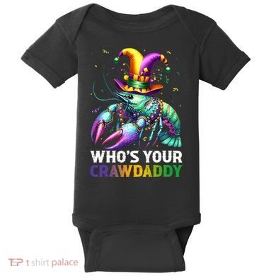 Funny Mardi Gras Whos Your Crawdaddy Crawfish Jester Beads Baby Bodysuit