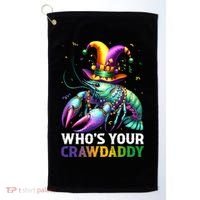 Funny Mardi Gras Whos Your Crawdaddy Crawfish Jester Beads Golf Towel thumb 0