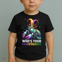 Funny Mardi Gras Whos Your Crawdaddy Crawfish Jester Beads Toddler T-Shirt thumb 2